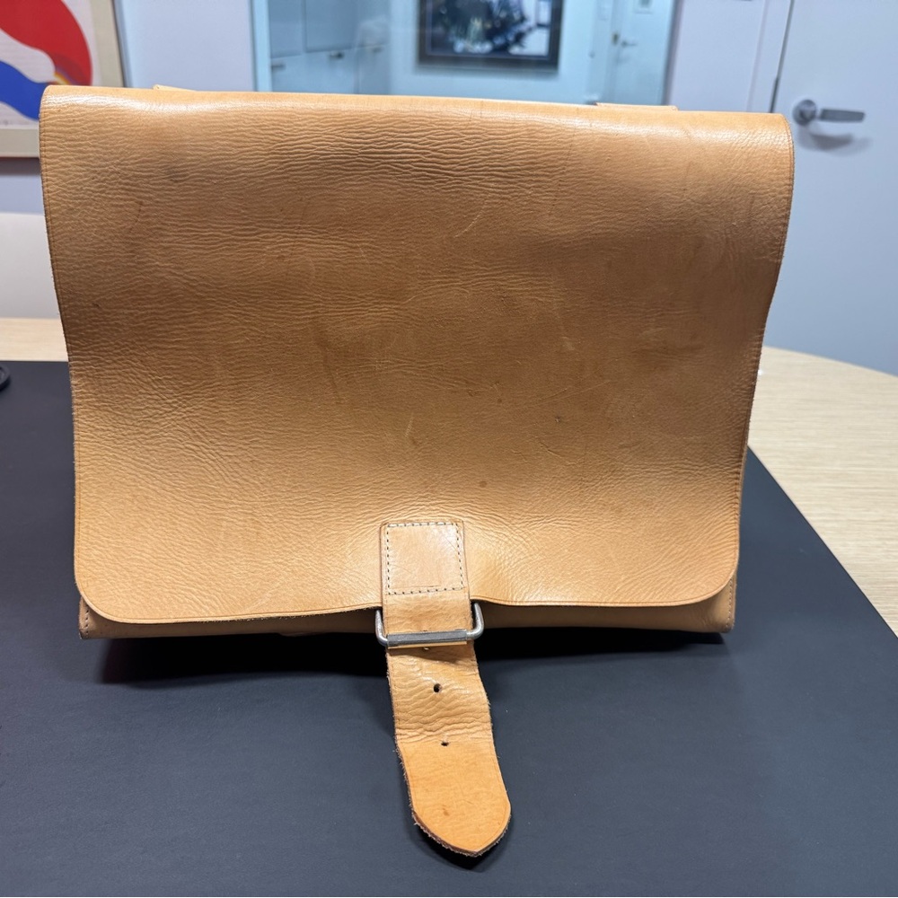 Tan Leather Messenger Bag